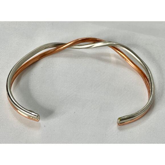 Sergio Lub "Life's Force" Magnetic Copper & Silver Signed Cuff Bracelet 6" - Picture 9 of 10